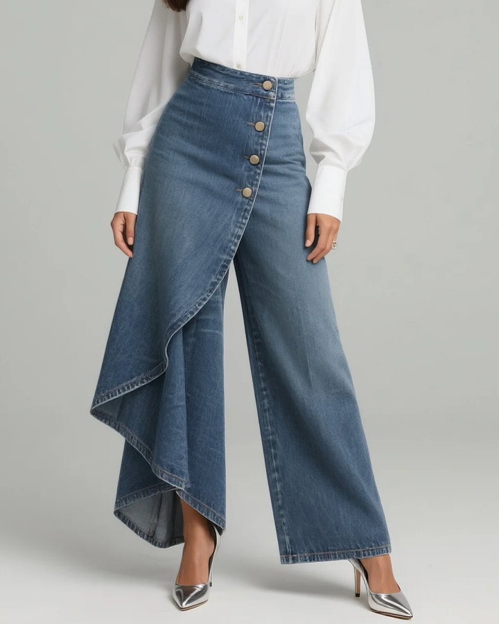 Audrey · Pantalon en Denim Croisé
