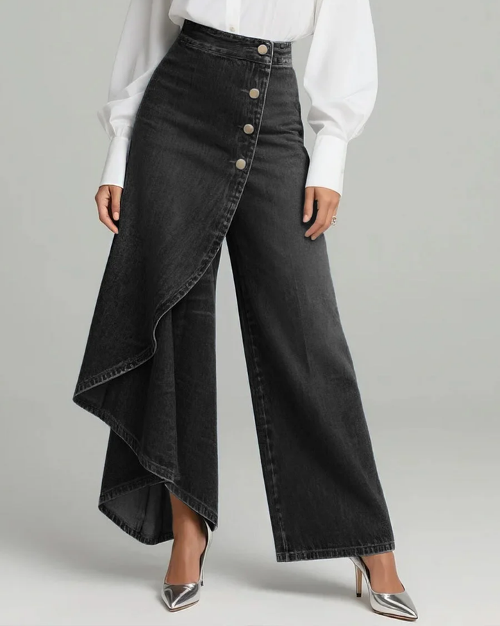 Audrey · Pantalon en Denim Croisé