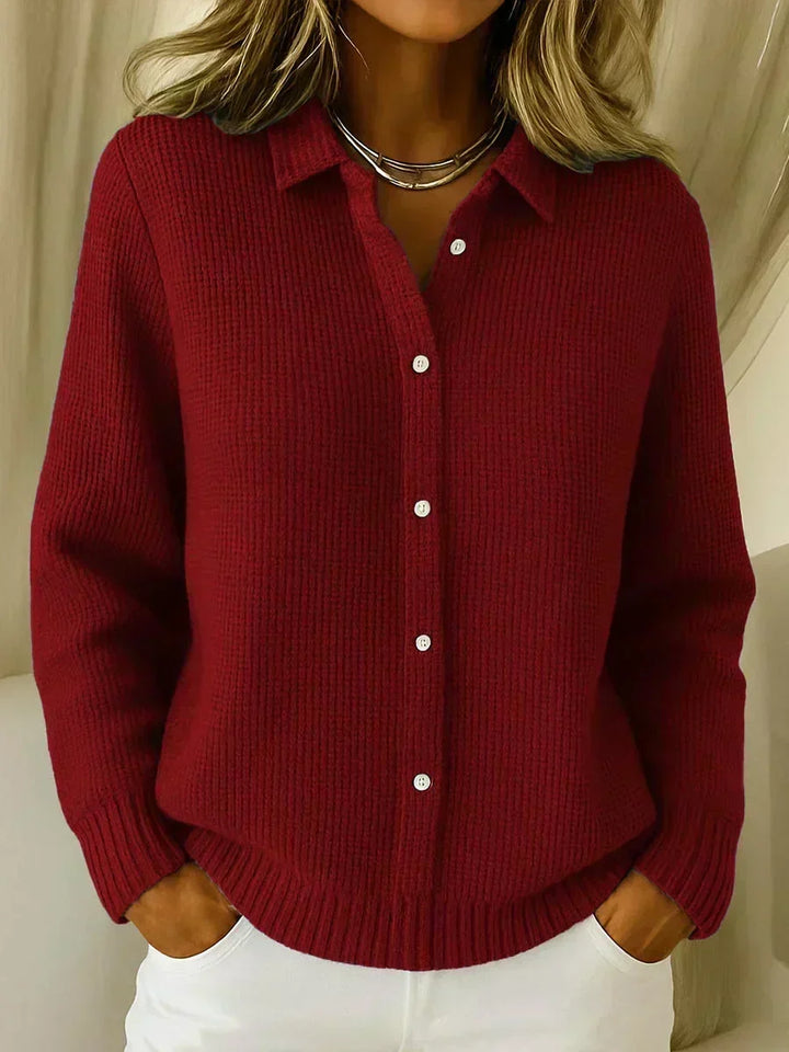 Camille™ · Cardigan Boutonné en Maille Texturée