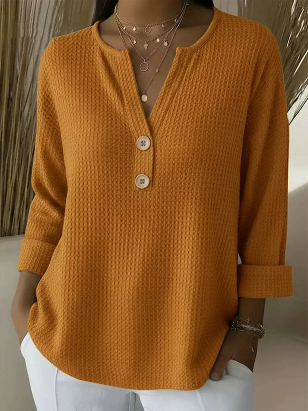 Lucinda™ · Haut Henley Boutonné