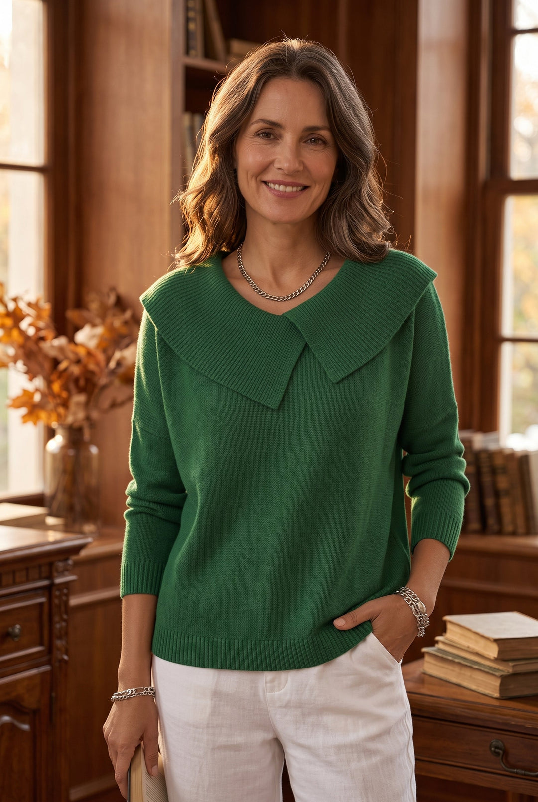 Pull Sunnora · grand col rabattu, coupe ample