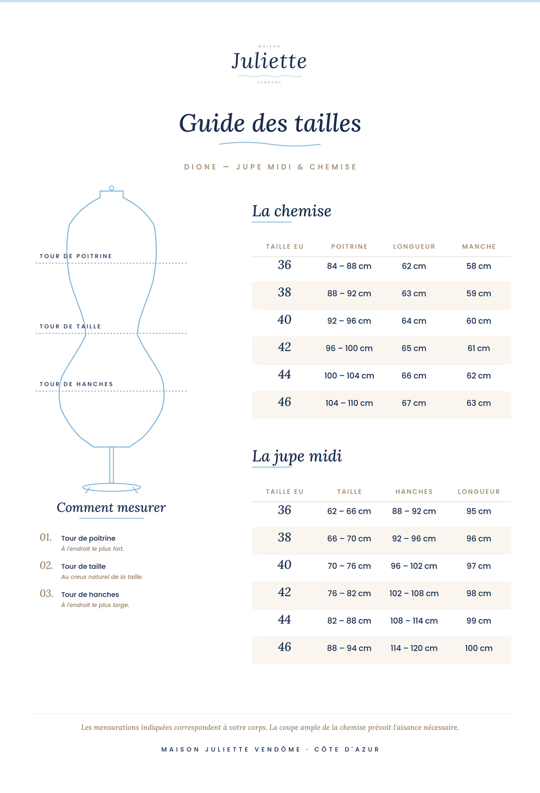 Dione · Jupe midi + chemise noire offerte