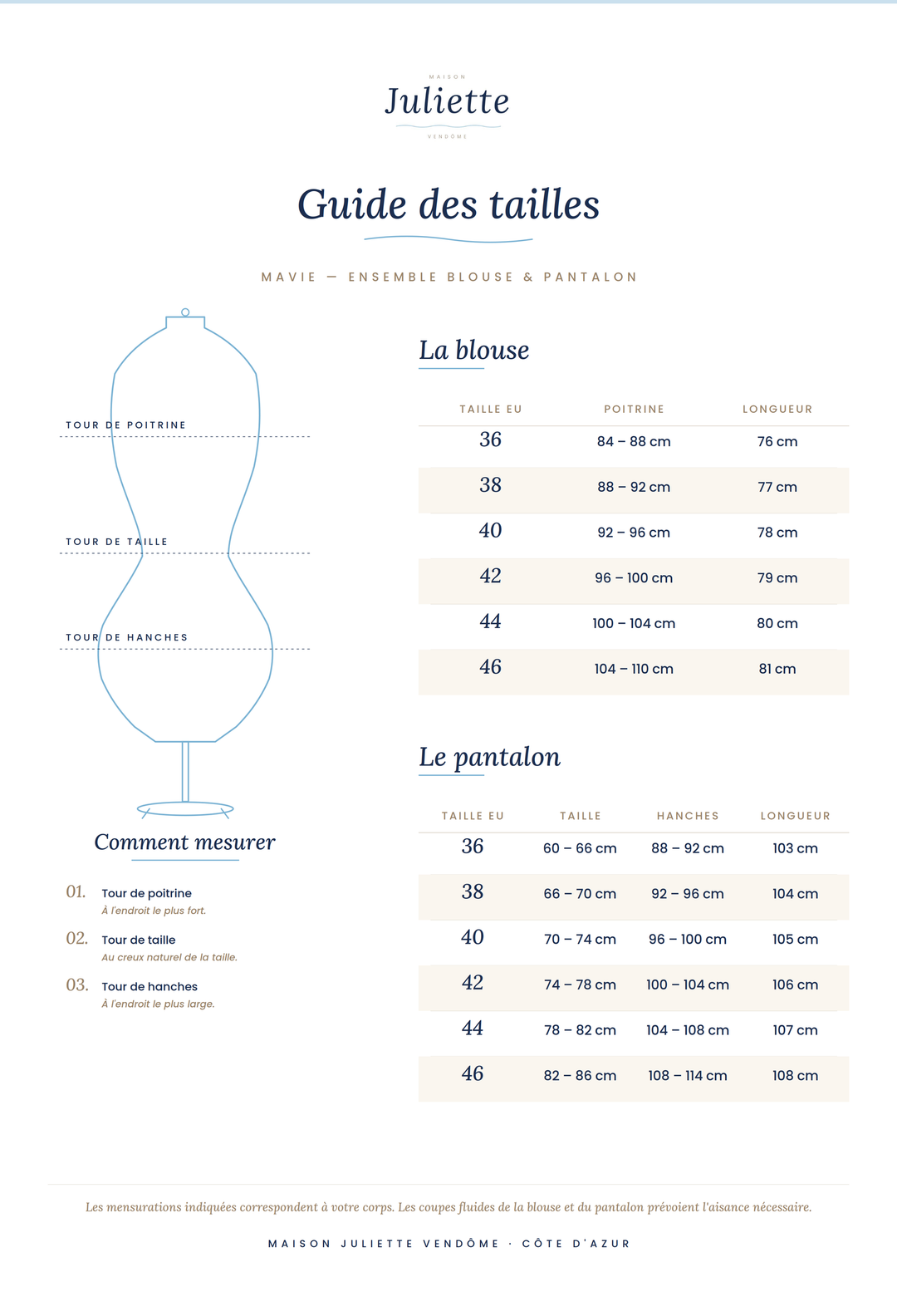 Mavie · Ensemble fluide pantalon et blouse