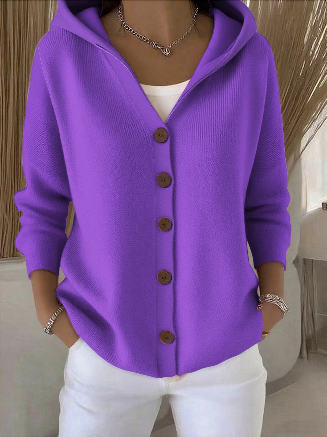 Cardigan Darienne · à capuche, boutonné