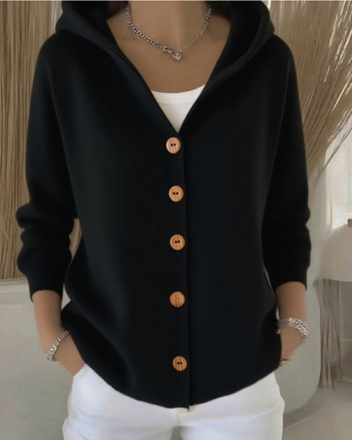 Cardigan Darienne · à capuche, boutonné