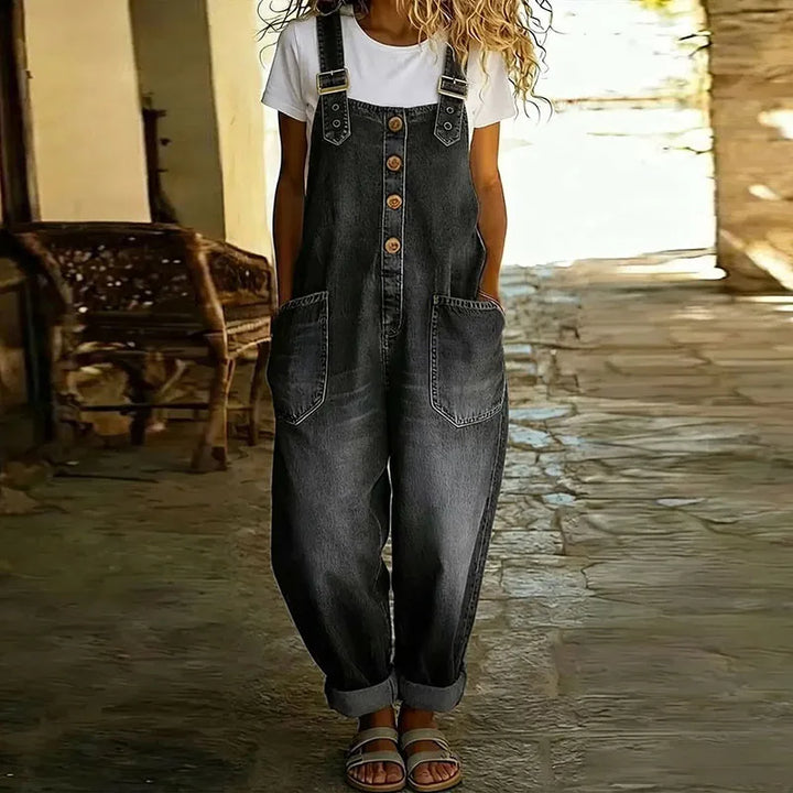 Mae · Salopette Denim Vintage à Bretelles Réglables