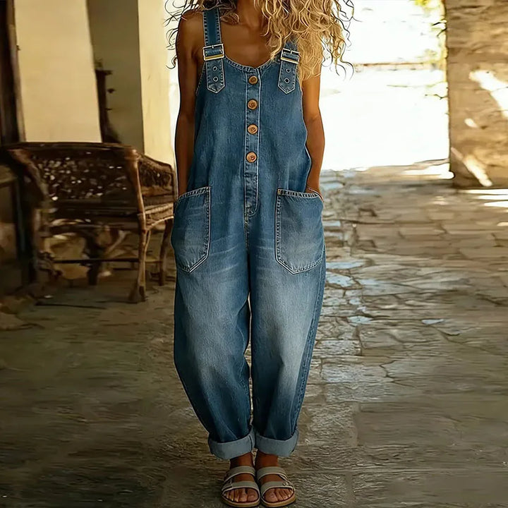 Mae · Salopette Denim Vintage à Bretelles Réglables