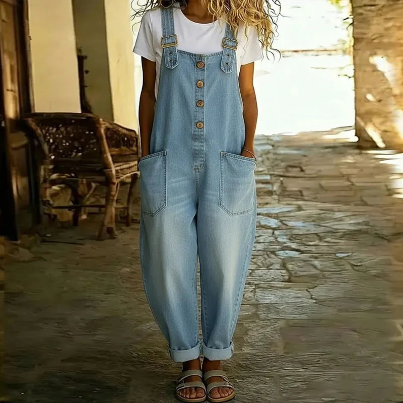 Mae · Salopette Denim Vintage à Bretelles Réglables