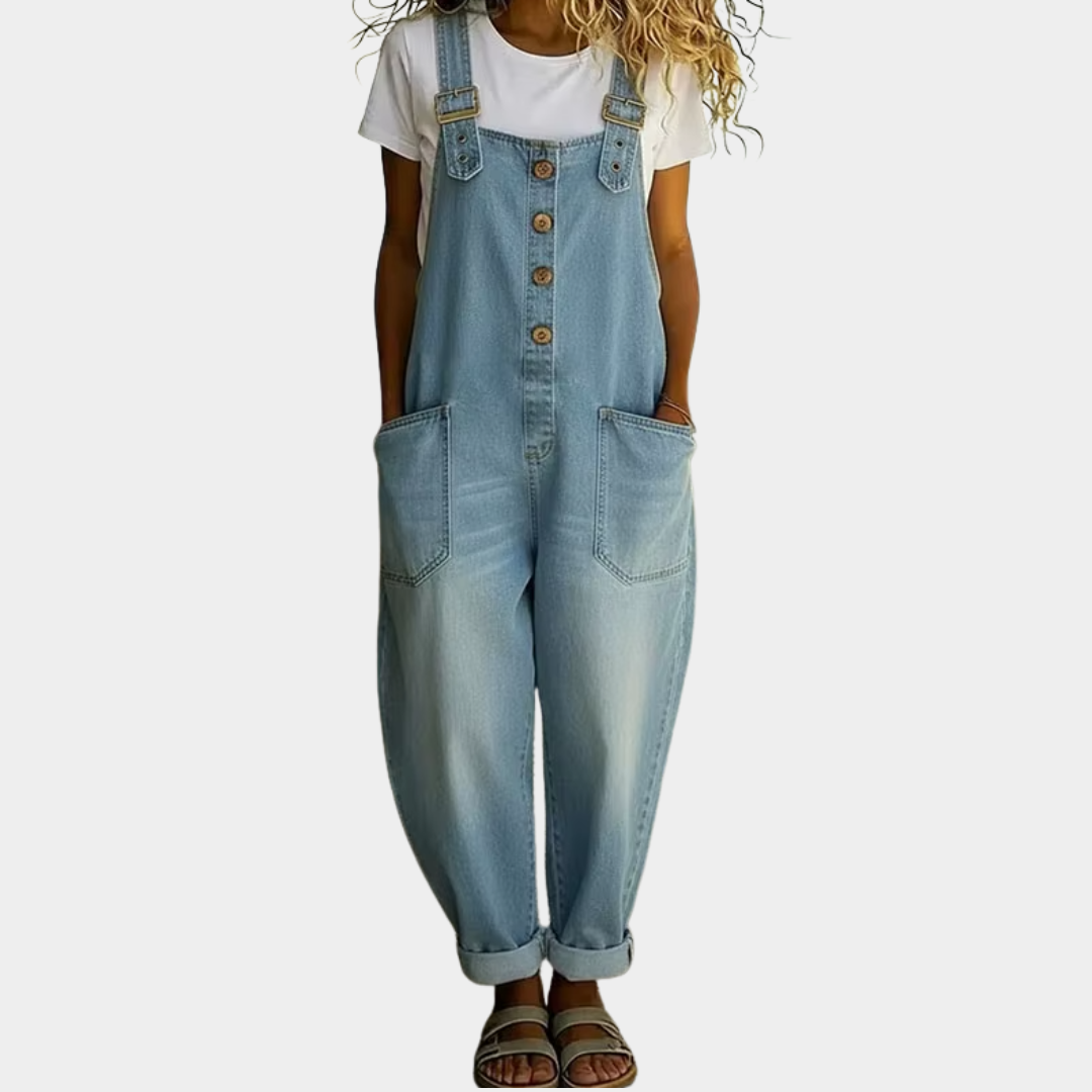 Mae · Salopette Denim Vintage à Bretelles Réglables